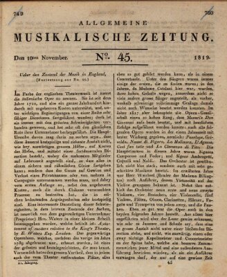 Allgemeine musikalische Zeitung Mittwoch 10. November 1819