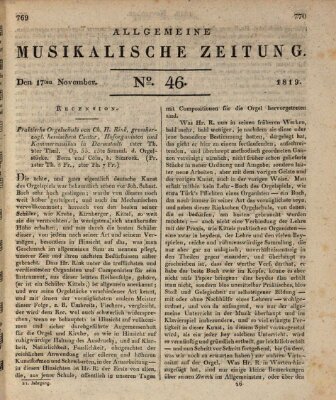 Allgemeine musikalische Zeitung Mittwoch 17. November 1819