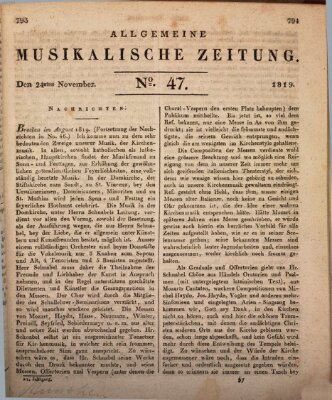 Allgemeine musikalische Zeitung Mittwoch 24. November 1819