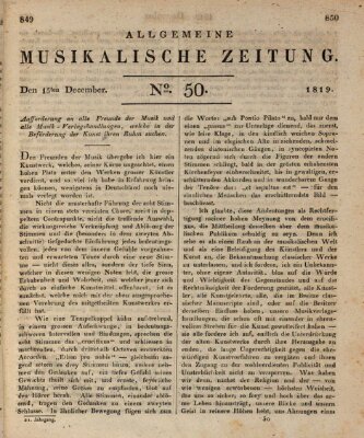 Allgemeine musikalische Zeitung Mittwoch 15. Dezember 1819