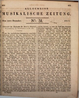 Allgemeine musikalische Zeitung Mittwoch 22. Dezember 1819