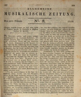 Allgemeine musikalische Zeitung Mittwoch 23. Februar 1820