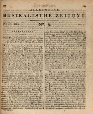 Allgemeine musikalische Zeitung Mittwoch 1. März 1820