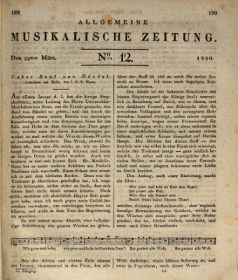 Allgemeine musikalische Zeitung Mittwoch 22. März 1820