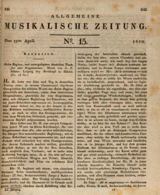 Allgemeine musikalische Zeitung Mittwoch 12. April 1820