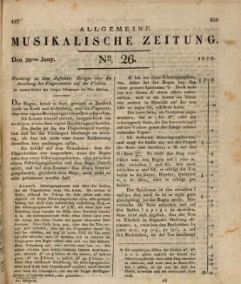 Allgemeine musikalische Zeitung Mittwoch 28. Juni 1820