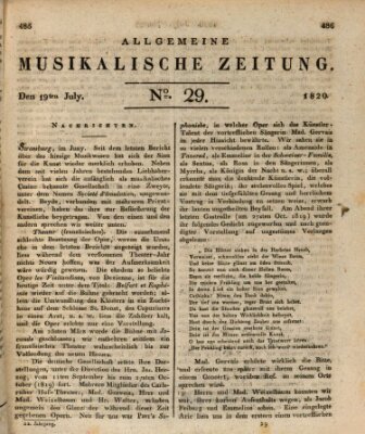 Allgemeine musikalische Zeitung Mittwoch 19. Juli 1820