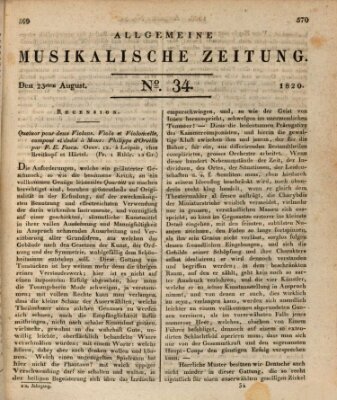 Allgemeine musikalische Zeitung Mittwoch 23. August 1820