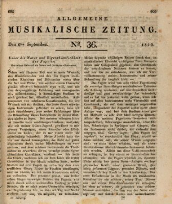 Allgemeine musikalische Zeitung Mittwoch 6. September 1820