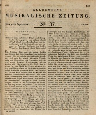 Allgemeine musikalische Zeitung Mittwoch 13. September 1820