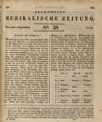 Allgemeine musikalische Zeitung Mittwoch 20. September 1820