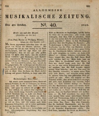 Allgemeine musikalische Zeitung Mittwoch 4. Oktober 1820