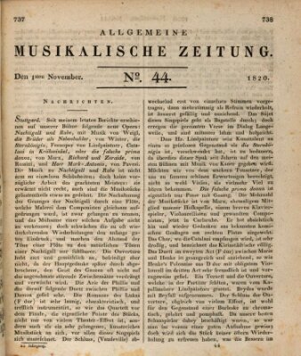 Allgemeine musikalische Zeitung Mittwoch 1. November 1820