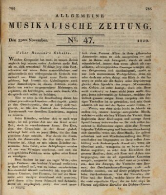 Allgemeine musikalische Zeitung Mittwoch 22. November 1820