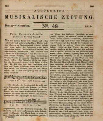 Allgemeine musikalische Zeitung Mittwoch 29. November 1820