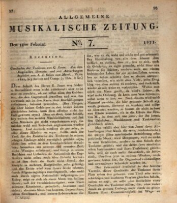 Allgemeine musikalische Zeitung Mittwoch 14. Februar 1821