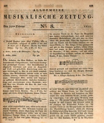 Allgemeine musikalische Zeitung Mittwoch 21. Februar 1821