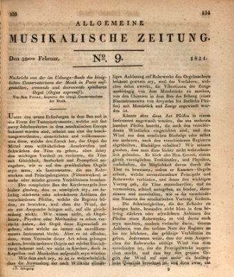 Allgemeine musikalische Zeitung Mittwoch 28. Februar 1821