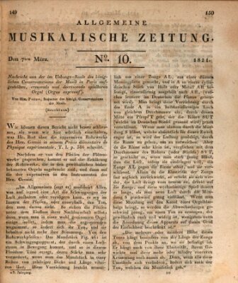 Allgemeine musikalische Zeitung Mittwoch 7. März 1821