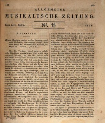 Allgemeine musikalische Zeitung Mittwoch 14. März 1821