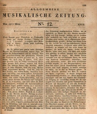 Allgemeine musikalische Zeitung Mittwoch 21. März 1821