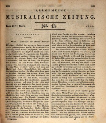 Allgemeine musikalische Zeitung Mittwoch 28. März 1821