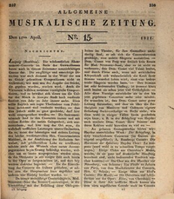 Allgemeine musikalische Zeitung Mittwoch 11. April 1821