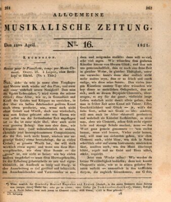 Allgemeine musikalische Zeitung Mittwoch 18. April 1821