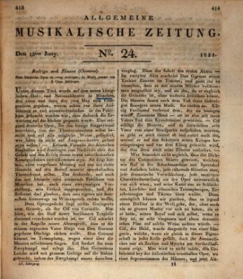 Allgemeine musikalische Zeitung Mittwoch 13. Juni 1821