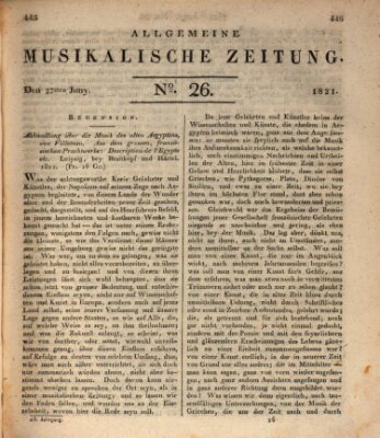 Allgemeine musikalische Zeitung Mittwoch 27. Juni 1821