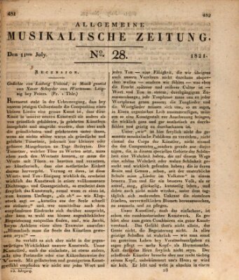 Allgemeine musikalische Zeitung Mittwoch 11. Juli 1821