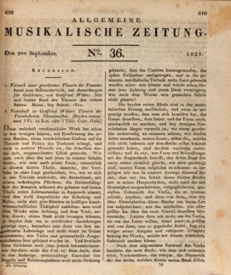 Allgemeine musikalische Zeitung Mittwoch 5. September 1821