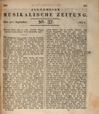 Allgemeine musikalische Zeitung Mittwoch 12. September 1821