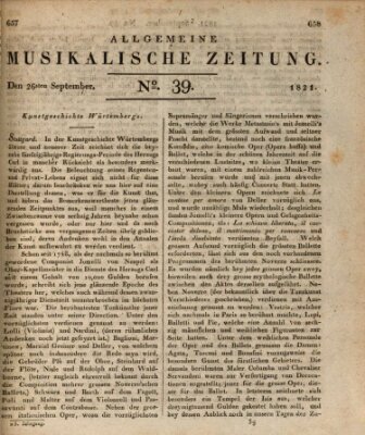 Allgemeine musikalische Zeitung Mittwoch 26. September 1821