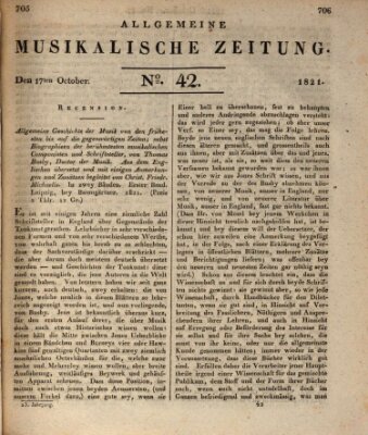 Allgemeine musikalische Zeitung Mittwoch 17. Oktober 1821