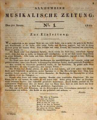 Allgemeine musikalische Zeitung Mittwoch 2. Januar 1822