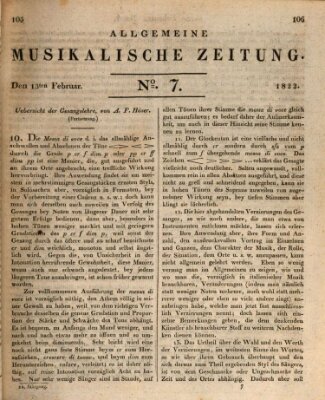 Allgemeine musikalische Zeitung Mittwoch 13. Februar 1822