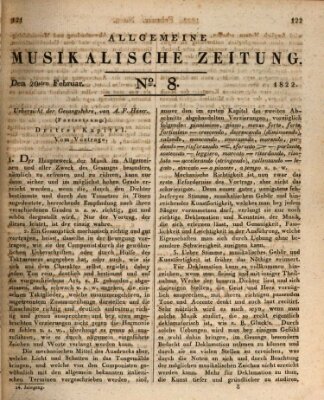 Allgemeine musikalische Zeitung Mittwoch 20. Februar 1822