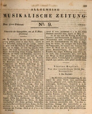 Allgemeine musikalische Zeitung Mittwoch 27. Februar 1822