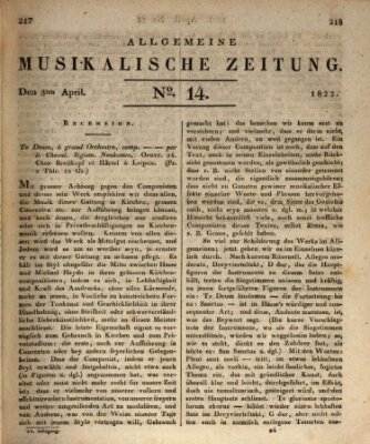 Allgemeine musikalische Zeitung Mittwoch 3. April 1822