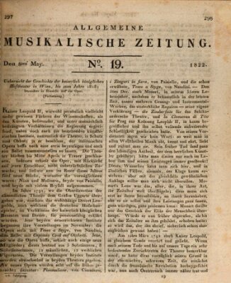 Allgemeine musikalische Zeitung Mittwoch 8. Mai 1822