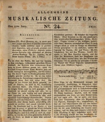 Allgemeine musikalische Zeitung Mittwoch 12. Juni 1822