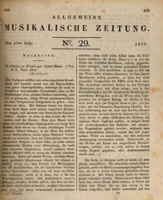 Allgemeine musikalische Zeitung Mittwoch 17. Juli 1822