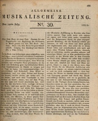 Allgemeine musikalische Zeitung Mittwoch 24. Juli 1822