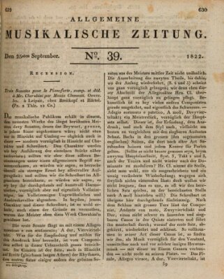 Allgemeine musikalische Zeitung Mittwoch 25. September 1822