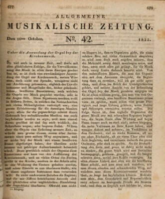 Allgemeine musikalische Zeitung Mittwoch 16. Oktober 1822