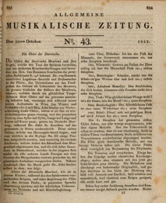 Allgemeine musikalische Zeitung Mittwoch 23. Oktober 1822