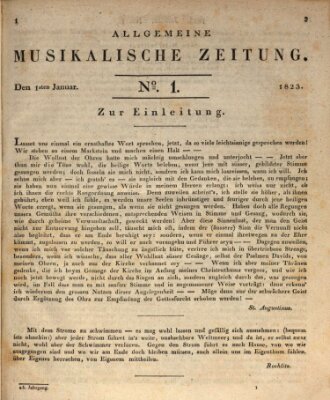 Allgemeine musikalische Zeitung Mittwoch 1. Januar 1823