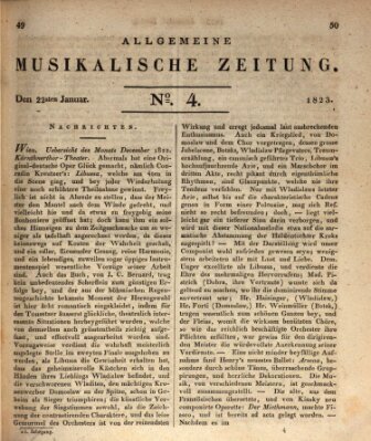 Allgemeine musikalische Zeitung Mittwoch 22. Januar 1823