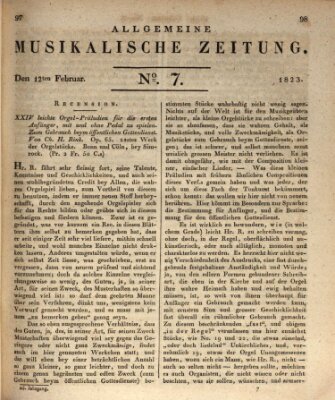 Allgemeine musikalische Zeitung Mittwoch 12. Februar 1823